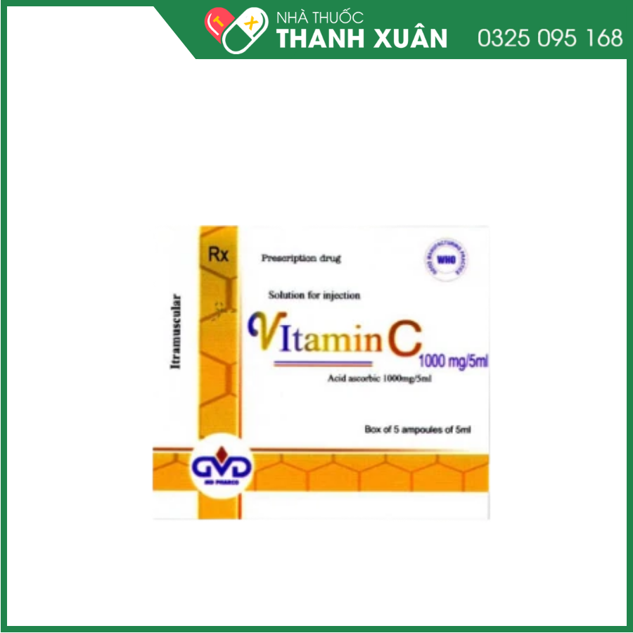 Vitamin C 1000mg/5ml phòng và điều trị bệnh scorbut